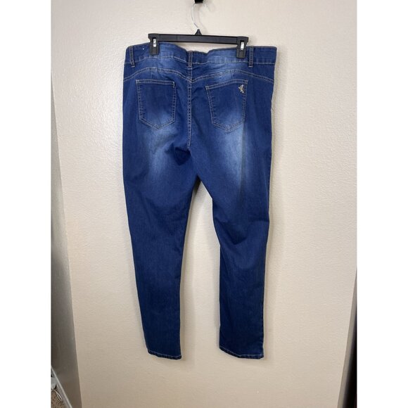 VIP Jeans Womens Blue Distressed Skinny Jeans 17/18 Premium Cotton Blend Stretch - Picture 4 of 7